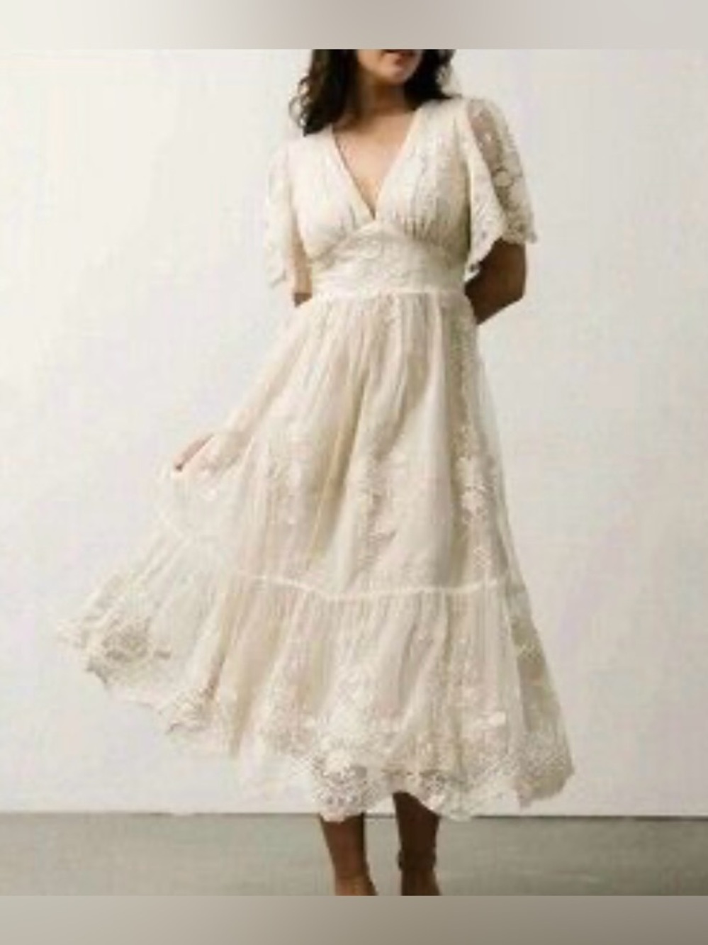 Baltic Born Clarisa Lace midi Dress ⭐️Vintage Cream